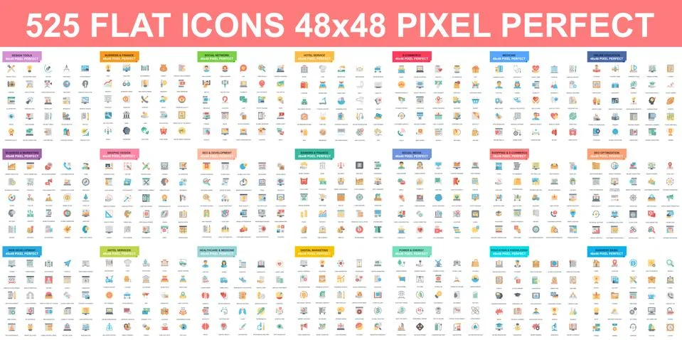 Simple bundle of vector flat icons Stock Illustration