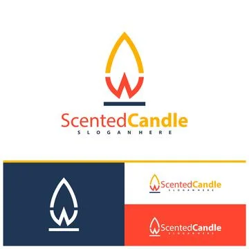 Simple Burning Candle with Initial WA Logo Design Template. Creative Candle.. 스톡 일러스트