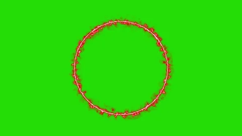 Simple Burning Energy Glowing Circle Frame on Green Background Stock Footage 245091357