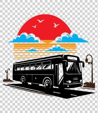 Simple Bus design and the road vector style 스톡 일러스트
