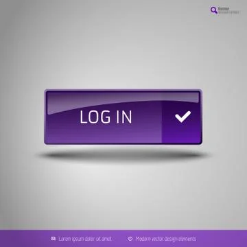 Simple button on the neutral gray background with icons. Vector design elemen Stock Illustration