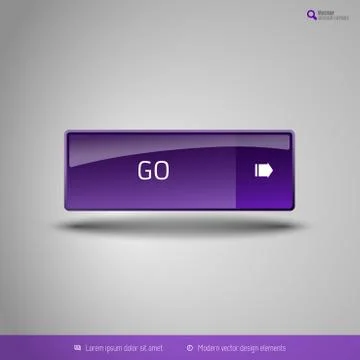 Simple button on the neutral gray background with icons. Vector design elemen Illustrazione stock