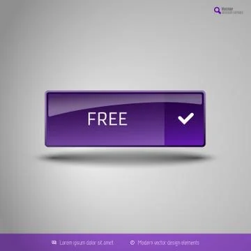 Simple button on the neutral gray background with icons. Vector design elemen Illustrazione stock