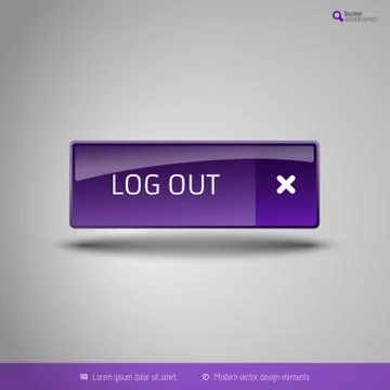 Simple button on the neutral gray background with icons. Vector design elemen Illustrazione stock