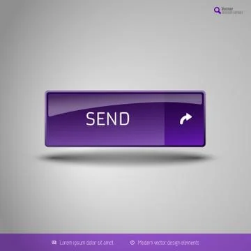 Simple button on the neutral gray background with icons. Vector design elemen Illustrazione stock