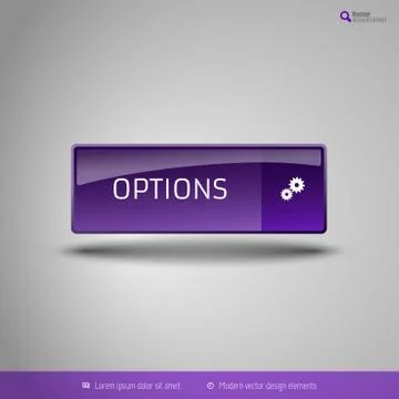 Simple button on the neutral gray background with icons. Vector design elemen Illustrazione stock