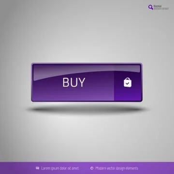 Simple button on the neutral gray background with icons. Vector design elemen Stock Illustration