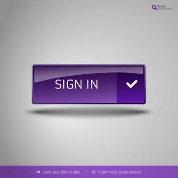 Simple button on the neutral gray background with icons. Vector design elemen Stock Illustration