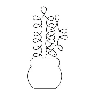 Simple cactus in doodle style. Vector illustration isolated on white backgr.. Stock Illustration