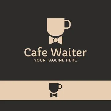Simple cafe waiter logo design Stock-Illustration
