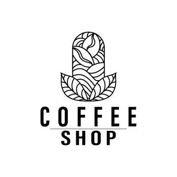 Simple caffeine drink coffee logo design cafe business vector coffee beans,.. Stock Illustration