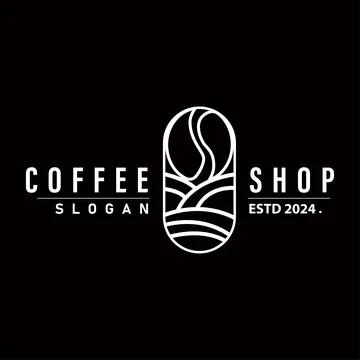Simple caffeine drink coffee logo design cafe business vector coffee beans,.. Stock Illustration