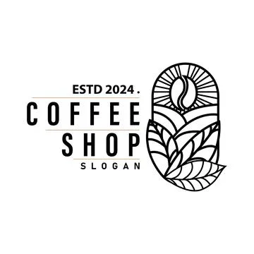 Simple caffeine drink coffee logo design cafe business vector coffee beans,.. Stock Illustration