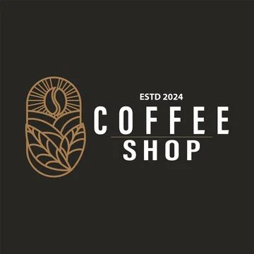 Simple caffeine drink coffee logo design cafe business vector coffee beans,.. Stock Illustration