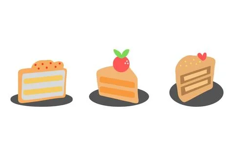 Simple cake illustration design set Stock Illustration