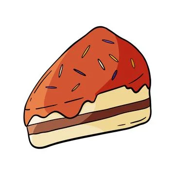 Simple Cake Slice with Glaze Illustration Stock Illustration