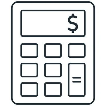 Simple calculator line icon with dollar sign for finance concept Stock Illustration