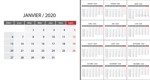 Simple calendar 2020 Stock-Illustration