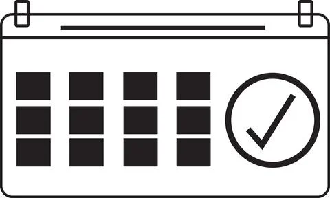 Simple calendar icon with bold checkmark for reminders and tasks Stock Illustration