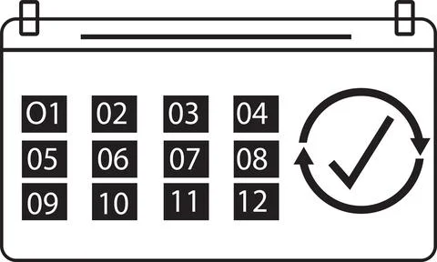 Simple calendar icon with bold checkmark for reminders and tasks Stock Illustration