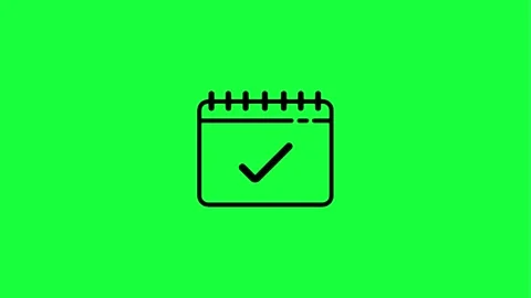 Simple calendar icon with checkmark on green background Stock Footage 331503698