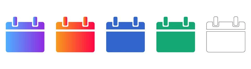 Simple Calendar Icons Set with Gradient Effects Ilustração Stock