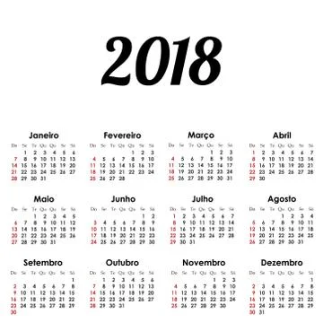 Simple calendar Layout for 2018 year, Stock Illustration