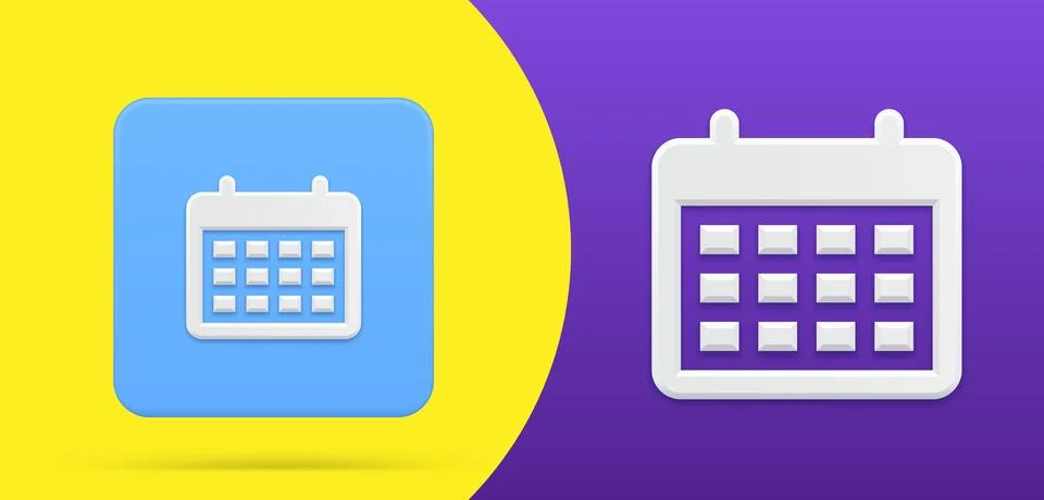 Simple calendar on spring 3d icon button set vector illustration. Paper sch.. 스톡 일러스트