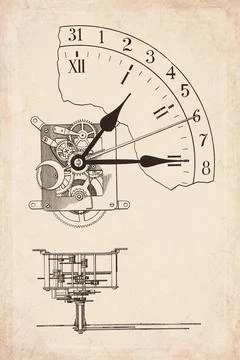Simple Calendar on Time Train Technical Diagram 1905 Illustrazione stock