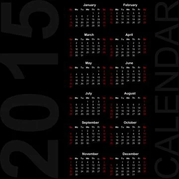 Simple calendar year 2015 Illustrazione stock