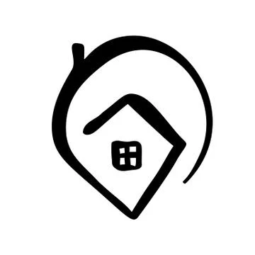 Simple Calligraphy House Real Vector Icon. Estate Architecture Construction for Stock Illustration