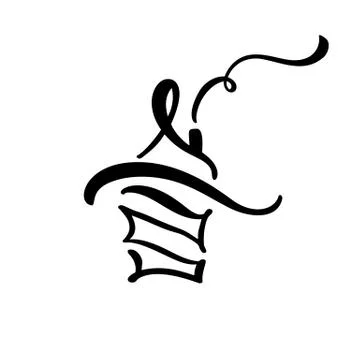 Simple Calligraphy House Real Vector Icon. Estate Architecture Construction for Ilustración de archivo