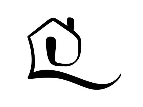 Simple Calligraphy House Real Vector Icon. Estate Architecture Construction for Stock Illustration