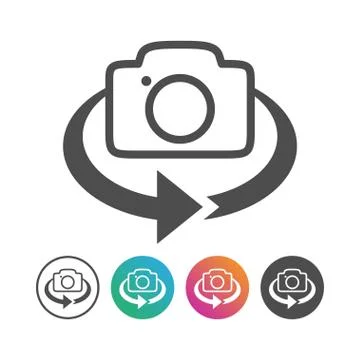 Simple Camera 360 Flip Icon Design Set Stock Illustration