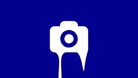 Simple camera icon melting on blue background animation Stock Footage 327761839