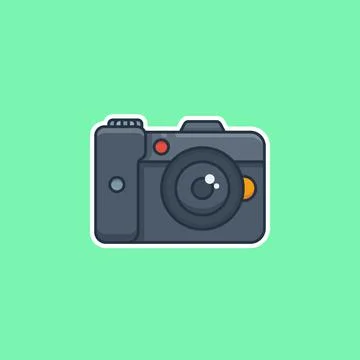Simple camera icon on mint green background Stock Illustration
