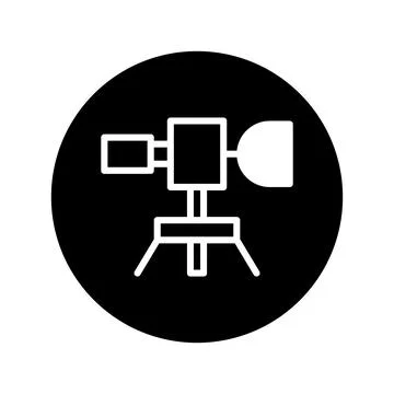 Simple camera icon within a black circle representing photography equipment.. Stock Illustration