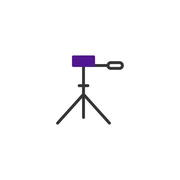 Simple camera tripod vector illustration with isolated equipment and purple.. Stock Illustration