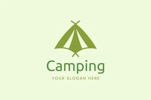 Simple camping logo with tent shape Illustrazione stock
