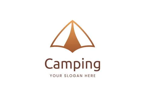 Simple camping logo with tent shape Stock Illustration