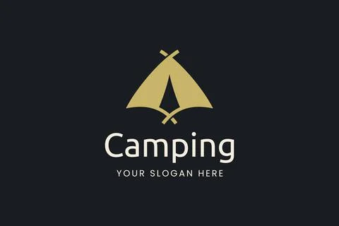 Simple camping logo with tent shape Stock Illustration