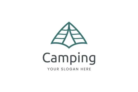 Simple camping logo with tent shape Stock Illustration
