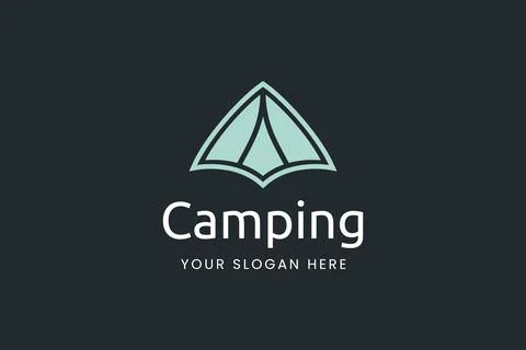 Simple camping logo with tent shape Stock Illustration