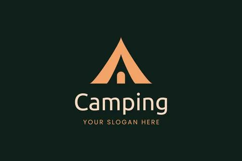 Simple camping logo with tent shape Illustrazione stock