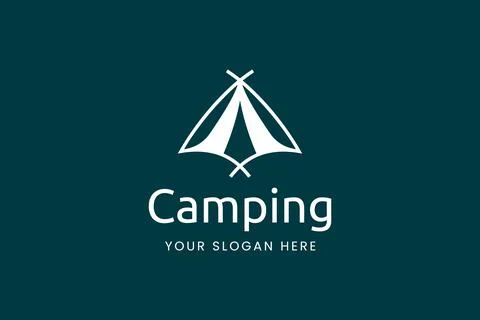 Simple camping logo with tent shape Stock Illustration