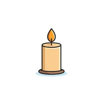 Simple candle illustration offering a tranquil ambient glow casting gentle .. Ilustración de archivo