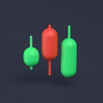 Simple candlesticks icon 3D-illustration on pastel background. Minimal concep Stock Illustration