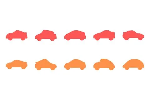 Simple car design set. Flat style transportation Stock Illustration