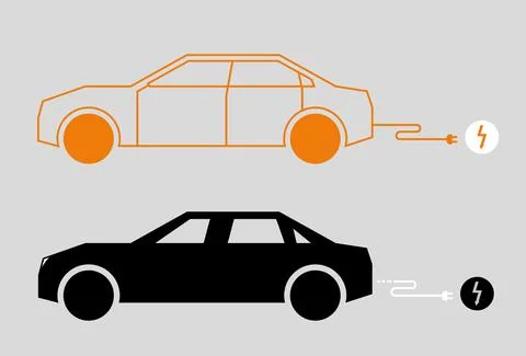 Simple car with electric power イラスト素材