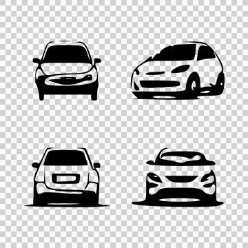 Simple car outline vector icons set Stock Illustration